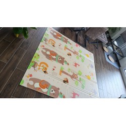 Сгъваемо детско килимче за игра, топлоизолиращо 180x200х1см - Мече и горски животни