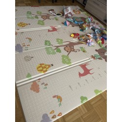 Сгъваемо детско килимче за игра, топлоизолиращо 180x200х1см - Мече и горски животни
