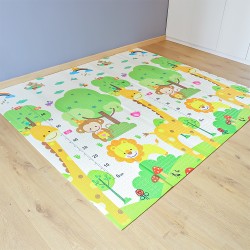 Сгъваемо детско килимче за игра, топлоизолиращо 180x200x1cm - Жираф и Писта с ВЛАКЧЕТА
