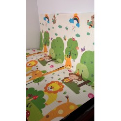 Сгъваемо детско килимче за игра, топлоизолиращо 180x200x1cm - Жираф и Писта с ВЛАКЧЕТА
