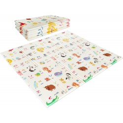 Сгъваемо детско килимче за игра, топлоизолиращо 180x200х1см  - модел Животни в самолет и азбука