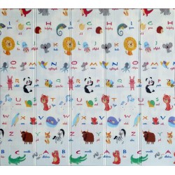 Сгъваемо детско килимче за игра, топлоизолиращо 180x200х1см  - модел Животни в самолет и азбука