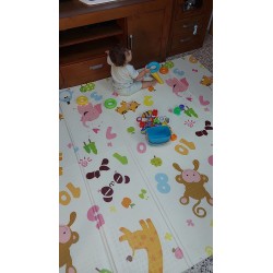 Сгъваемо детско килимче за игра, топлоизолиращо 180x200x1cm - Жираф и Цифри
