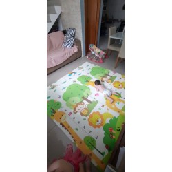 Сгъваемо детско килимче за игра, топлоизолиращо 180x200x1cm - модел Трафик + Джунгла