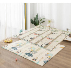 Двулицево меко килимче за игра XPE Мече с балони + Панди, 200x180x1 см